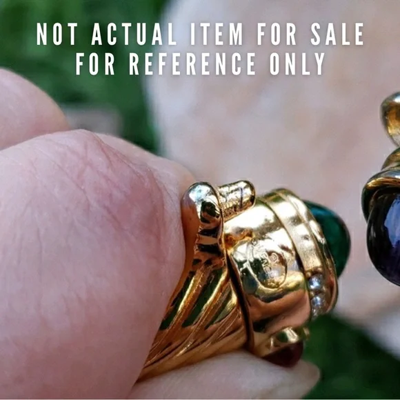 Vintage Givenchy 18k Gold Plated Torque Necklace w/ Glass Stones & Rhinestones - Picture 5 of 16